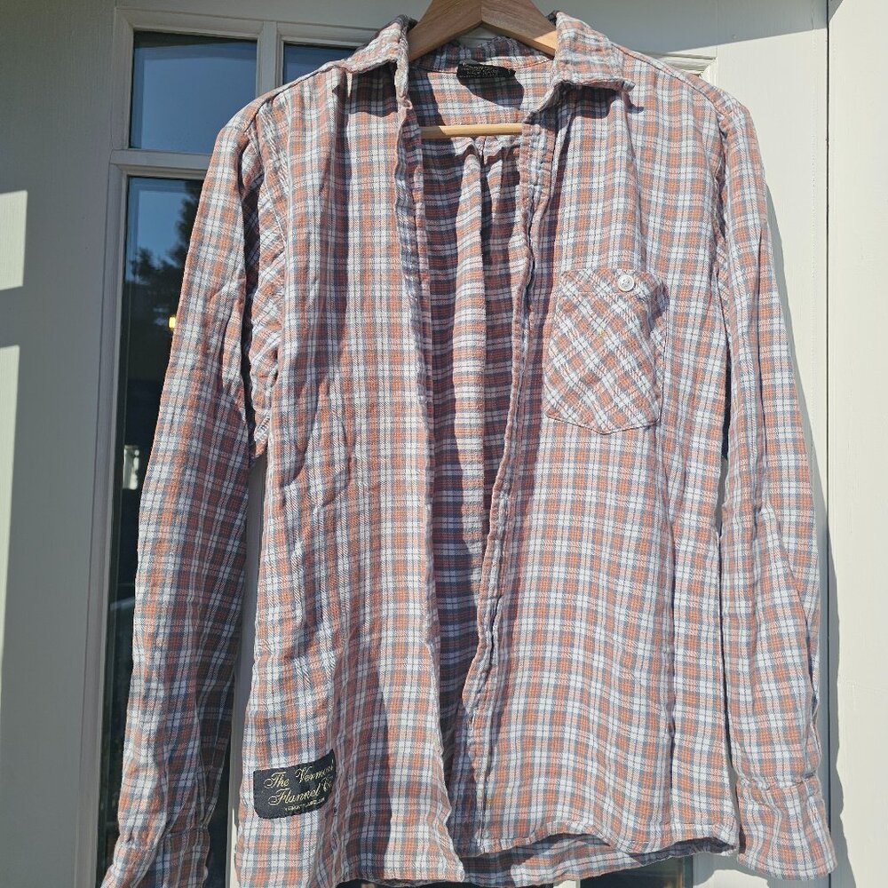 Vermont Flannel Co Orange and white flannel button down